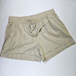 Old Navy Solid Linen Drawstring Cuffed Shorts